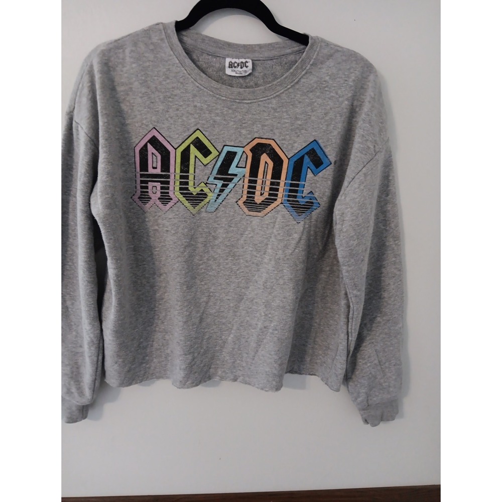 AC/DC 2022 Colored Logo Long Sleeved Crop Sweatshirt Girls Sz. XXL 16/18